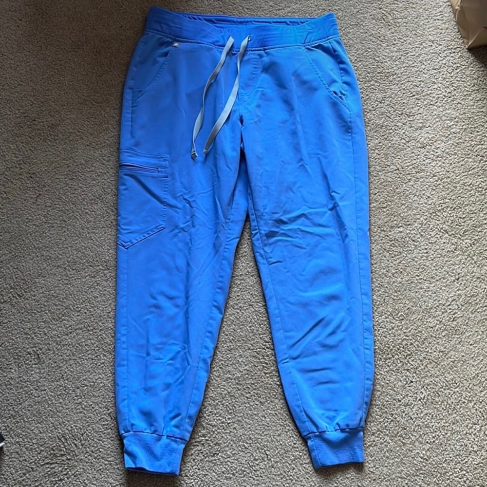 Figs Zamora joggers scrub pants, ceil blue, medium petite